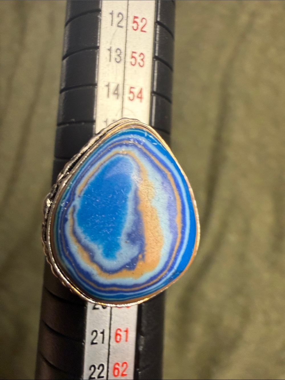 Blue Calsilica 925 Sterling silver ring size 8